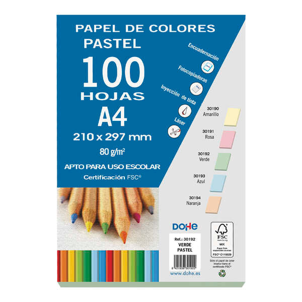 Dohe Papel Multifuncion Color Pastel - 80g - Apto para Fotocopiadoras e Impresoras - Ideal para Uso Escolar - Prinkweb
