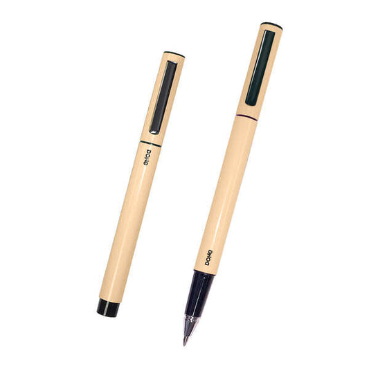 Stylo Dohe léger en métal - Corps ovale jaune - Ergonomique et glisse parfaite - C