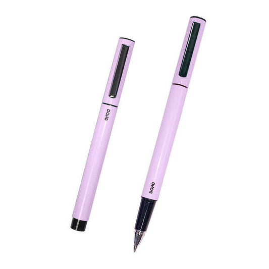 Stylo Dohe Elegant Lightweight Metal - Corps ovale violet ergonomique - Capuchon à clip - Fa