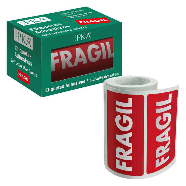Dohe Rollo de 200 Etiquetas Adhesivas Fragil - 100x50mm - Ideal para Expedicion de Paquetes - Prinkweb
