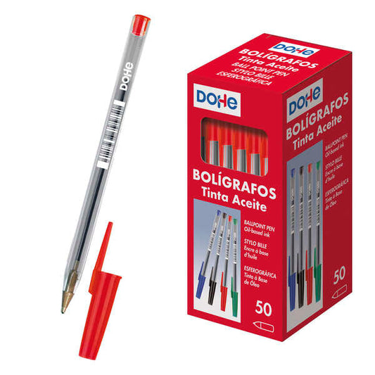 Stylos à encre à base d'huile Dohe - Pointe bille 1 mm - Largeur de trait 0,4 mm - Corps transparent