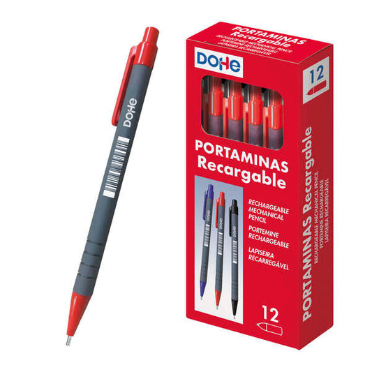 Porte-mine rechargeable Dohe - 0,5 mm - Corps en plastique - Pointe métallique rembourrée - Clip - Gomme