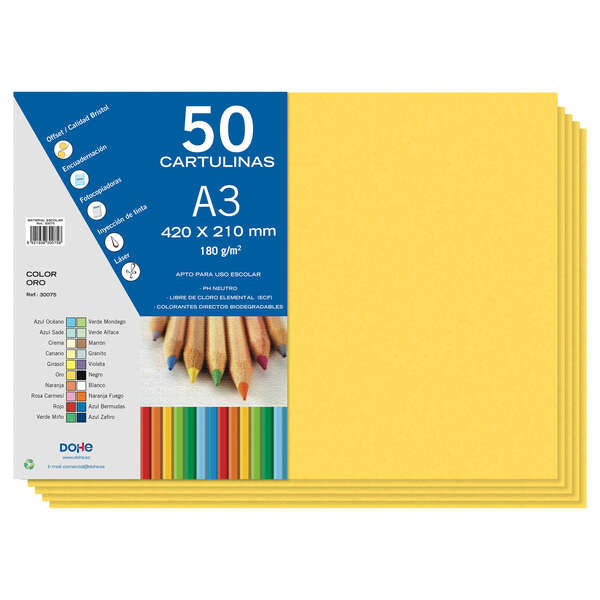 Papier cartonné Dohe A3 - 50 feuilles - Idéal pour les loisirs créatifs et les projets scolaires 