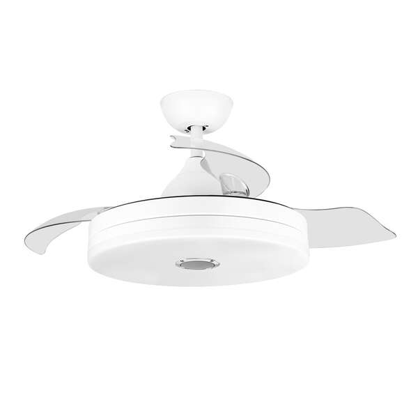 Ventilateur de plafond Orbegozo CPB 123105 avec haut-parleur Bluetooth - Puissant et silencieux - Éclairage LED - Fonction réversible - Télécommande - Style moderne 