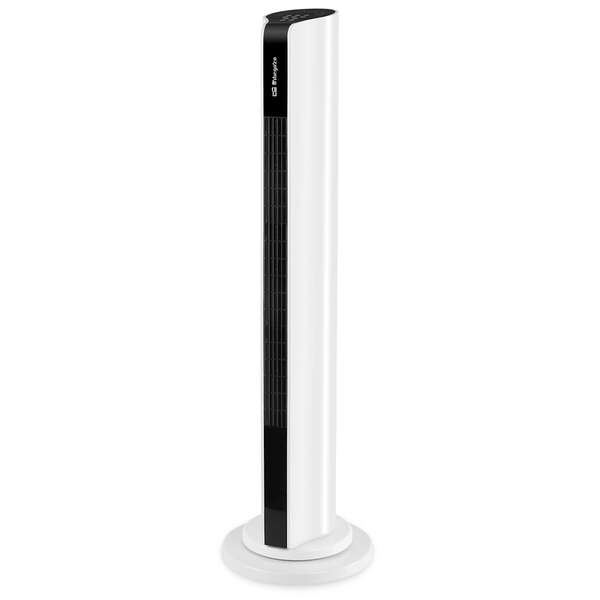 Ventilateur tour Orbegozo TWM 1000 - Moteur puissant de 50 W - 3 vitesses et oscillation à 60° - Minuterie programmable - Panneau tactile et télécommande - Design élégant noir et blanc 
