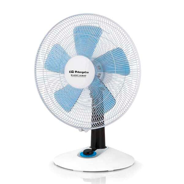 Ventilateur de bureau Orbegozo TF 0148 à 4 vitesses - Modes silencieux et turbo - Design compact et contrôle de la lumière LED - Idéal pour la chambre ou le salon 