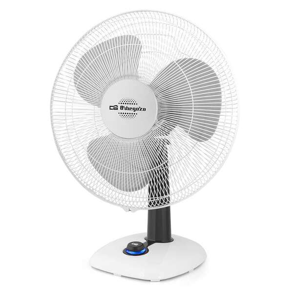 Ventilateur de bureau Orbegozo TF 0133 - Flux d'air puissant - Fonction d'oscillation et d'inclinaison réglable - 3 vitesses de ventilation - Indicateur de vitesse par LED 