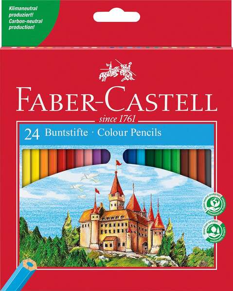Conjunto de 24 lápis de cor hexagonais Faber-Castell Classic Colour - Resistentes à quebra - C