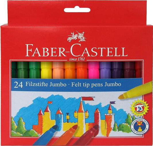 Lot de 24 feutres Faber-Castell à pointe épaisse - Encre lavable à base d'eau - Couleurs S