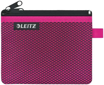 Bolsa multiusos pequena Leitz WOW com 2 compartimentos - Tamanho 105x6x140mm - Lavável e resistente - Fecho de correr - Fúcsia 