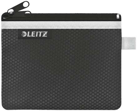 Bolsa multiusos pequena Leitz WOW com 2 compartimentos - Tamanho 105x6x140mm - Lavável e resistente - Fecho de correr - Preto 
