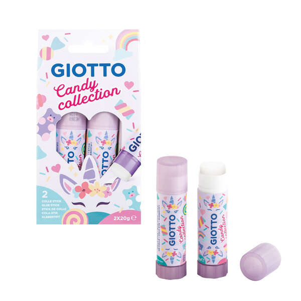 Conjunto de 2 bastões de cola médios Giotto Candy Collection de 20g - Secagem rápida - Ideal para uso escolar 