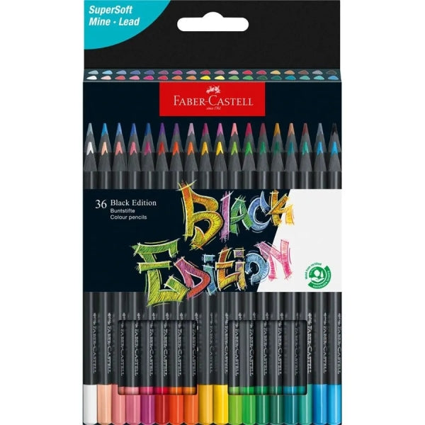 Faber-Castell Black Edition Lapices de Colores - Mina Supersuave - Madera Negra - Ideales