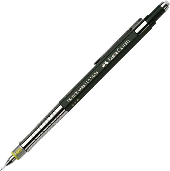 Lapiseira Faber-Castell TK-Fine Vario L HB 0,35 mm - Com borracha - Clip em metal - Verde