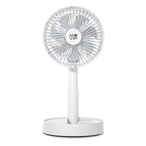 Ventilateur de bureau pliable et portable Muvip 5 W, diamètre 15 cm - 4 vitesses - Angle réglable jusqu'à 90° - Autonomie jusqu'à 12 h - Blanc 
