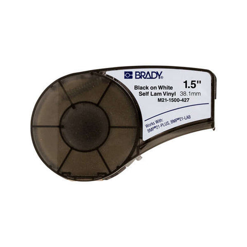 Fita adesiva de vinil auto-laminável original Brady M21-1500-427 - Texto preto sobre fundo branco - 38,1 mm de largura x 4,30 metros 