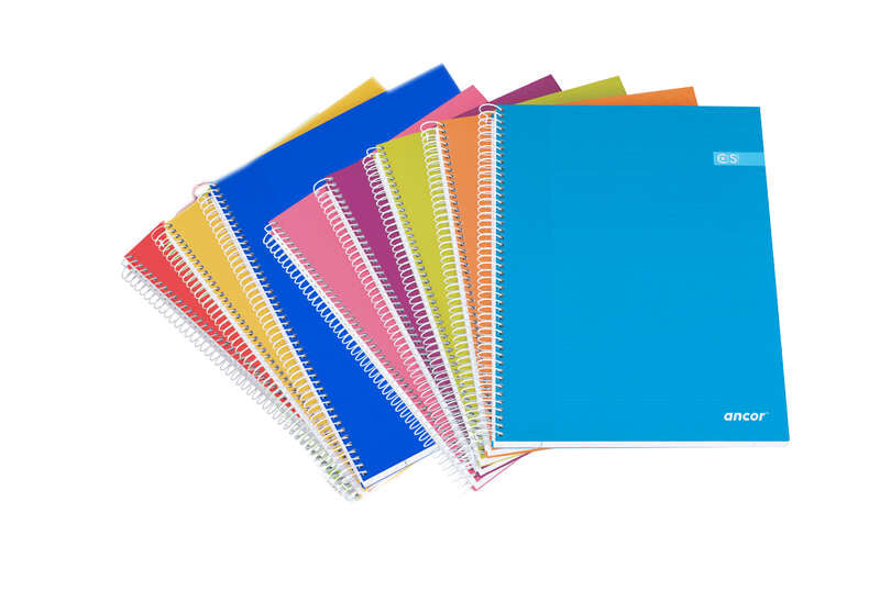 Ancor Classic Stripes Cuaderno Espiral Tamaño Folio Raya Horizontal - 80 Hojas 60gr - Tapa Dura de Carton Plastificado - Colores Surtidos - Prinkweb