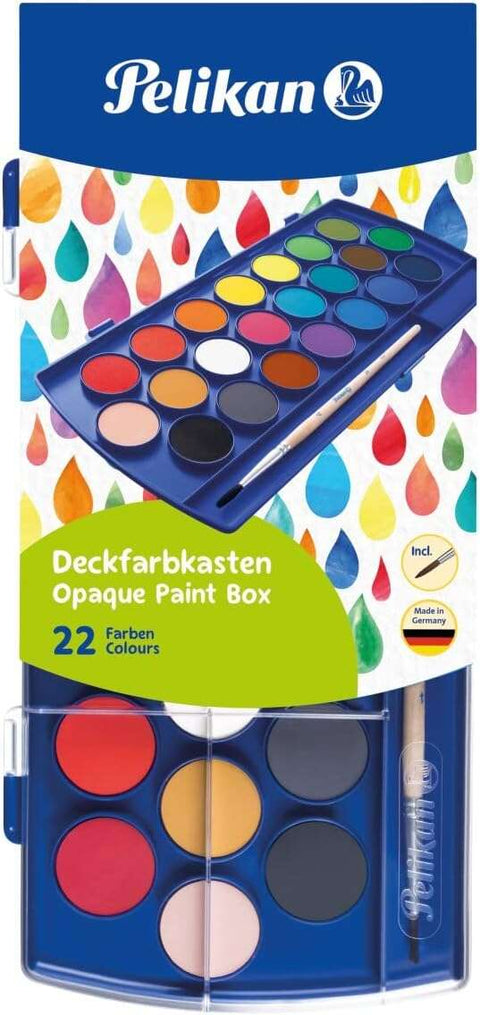 Pelikan eskolarako akuarelak - 22 kolore - Erraz diluitzekoak - Argiari erresistenteak - Pintzel 1 barne