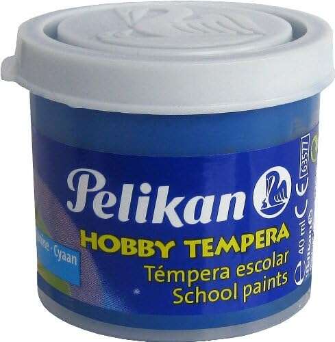 Tinta têmpera escolar Pelikan, frasco de 40ml - Fácil de lavar - Ideal para atividades escolares - Azul 