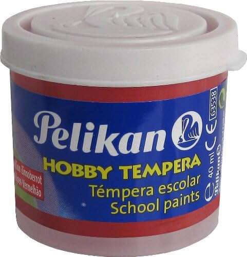 Peinture tempera scolaire Pelikan, flacon de 40 ml - Facile à utiliser - Idéale pour les activités scolaires - Couleur vermillon 