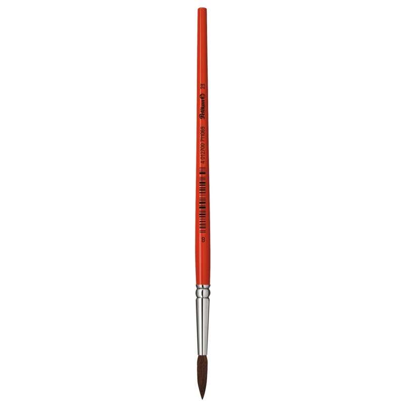Brosse Pelikan Série 23 n° 10 - Pointe ronde en poils de poney naturels - Manche en bois verni - Virole en aluminium antirouille 