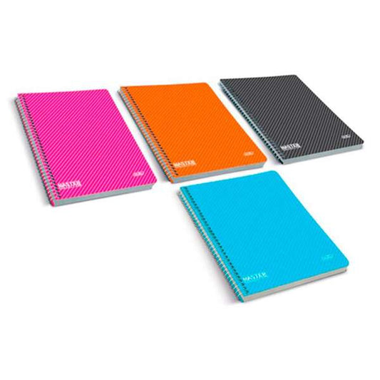 Firmo Cuaderno Espiral A4 Cuadricula 4x4 con Margen 80 Hojas - Tapa Polipropileno - Colores Surtidos - Cantidad: 4 - Prinkweb