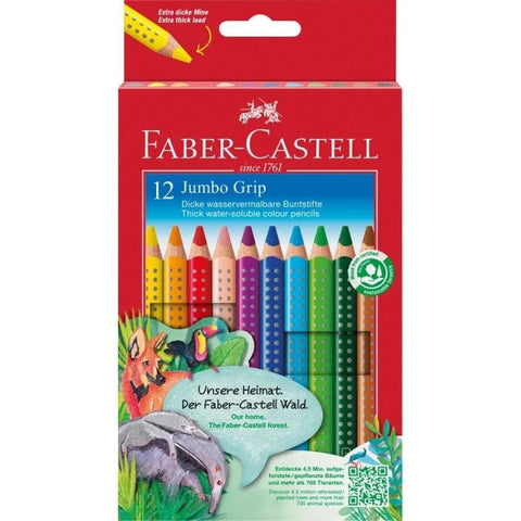 Faber-Castell Jumbo Grip koloretako arkatz triangeluarrak, Grip heldulekuarekin - mina estragarria
