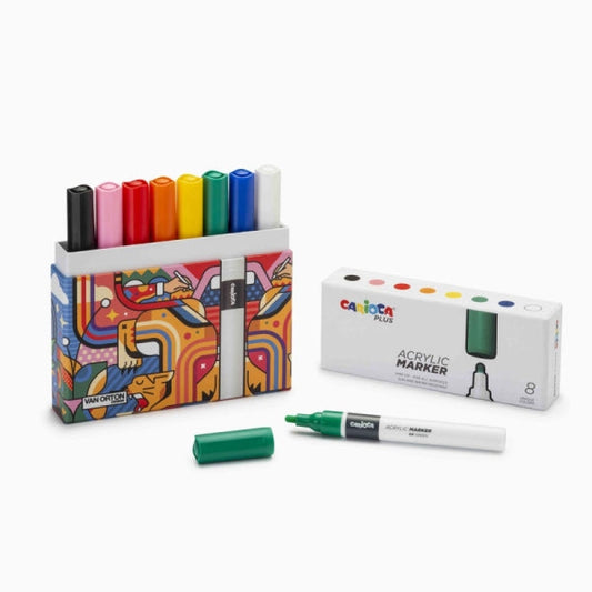 Carioca Plus Marcadores Acrilicos en Caja Rigida - Punta 2mm - Tinta Acrilica Super Pigmen