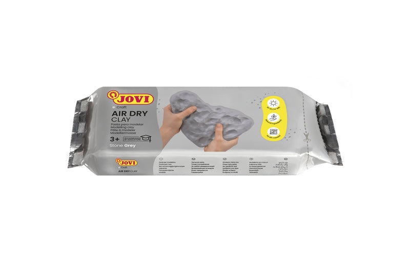Massa de Modelar Jovi de Secagem ao Ar Livre 250g - Endurecimento ao Ar - Toque Frio - Fácil de Moldar - Multissuperfícies - Seca em 24h - Acabamento Fino - Cinza 