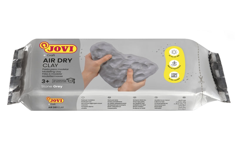 Massa de Modelar Jovi de Secagem ao Ar Livre 1000g - Endurecimento ao Ar - Toque Frio - Fácil de Moldar - Multissuperfícies - Seca em 24h - Acabamento Fino - Cinza 