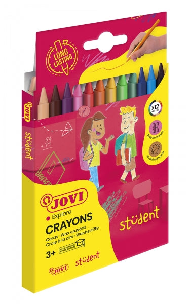 Lot de 12 crayons de couleur Jovi Crayons pour étudiants - Résistants - Ne tachent pas - Agréables à gratter