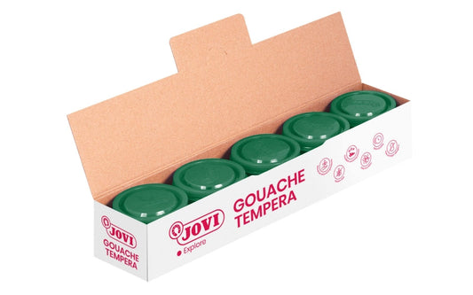 Jovi Bote de Tempera Escolar 35ml - Aplicacion en Multiples Superficies - Uso con Pincel, Rodillo o Espatula - Colores Mezclables - Color Verde Oscuro