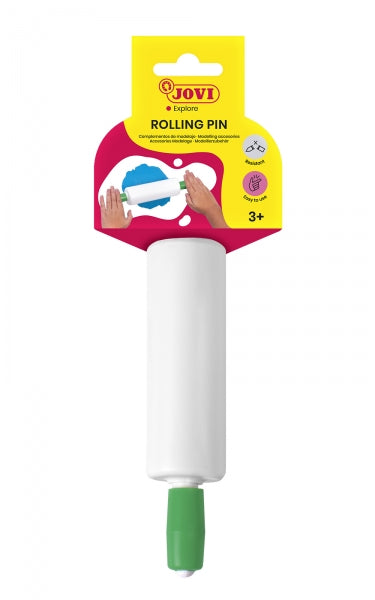 Rouleau à pâtisserie Jovi avec support - Idéal pour la pâte à modeler, la pâte molle et la pâte à modeler autodurcissante - Pratique et polyvalent - Blanc 