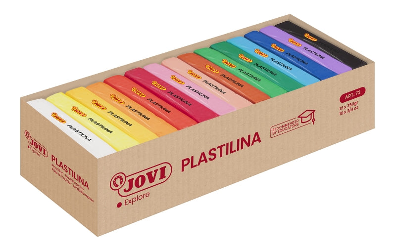 Jovi - Caixa de 15 Pastilhas de Massa de Modelar 350g - Muito Moldável - Não Resseca - Cores Sortidas 