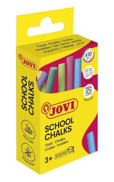 Boîte de 10 craies scolaires Jovi - Compactes - Sans poussière - Matières premières naturelles - Traits précis