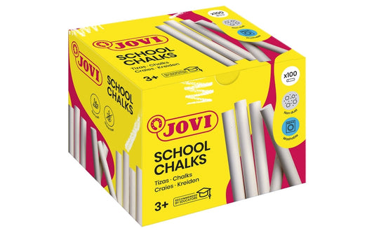 Boîte de 100 craies blanches sans poussière Jovi Classcolor - Compactes - Sans poussière - Matières premières naturelles