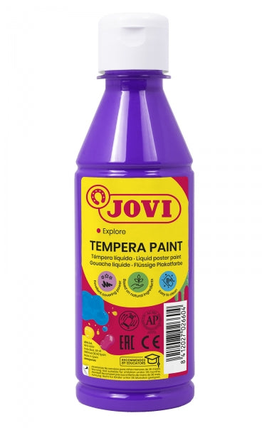 Jovi Tempera Paint Tempera Liquida 250ml - Base Agua - Lista para Usar - Alto Poder Cubriente - Secado Rapido - Excelente Fluidez - Adherencia en Multiples Superficies - Color Violeta