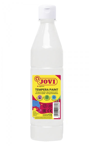 Peinture à la gouache Jovi 500 ml - À base d'eau - Prête à l'emploi - Haute couvrance - Séchage rapide - Excellente fluidité - Adhère à de nombreuses surfaces - Blanche 