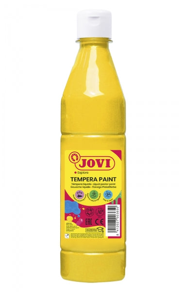 Jovi Tèmpere Pintura Tèmpere Lliqüida 500ml - Base d'Aigua - Llesta per Utilitzar - Alt Poder Coberent - Assecament Ràpid - Fàcil Aplicació - Excel·lent Adherència - Color Groc