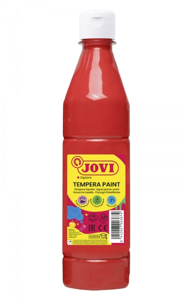 Peinture à la gouache Jovi 500 ml - À base d'eau - Prête à l'emploi - Haute couvrance - Séchage rapide - Excellente fluidité - Adhère à de nombreuses surfaces - Rouge vermillon 