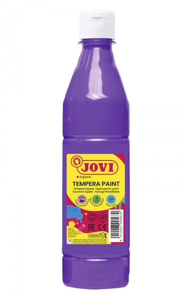 Peinture à la gouache Jovi 500 ml - À base d'eau - Prête à l'emploi - Haute couvrance - Séchage rapide - Excellente fluidité - Adhère à de nombreuses surfaces - Couleur violette 