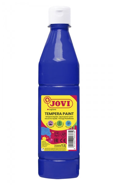 Peinture à la gouache Jovi 500 ml - À base d'eau - Prête à l'emploi - Haute couvrance - Séchage rapide - Excellente fluidité - Adhère à de nombreuses surfaces - Bleu foncé 