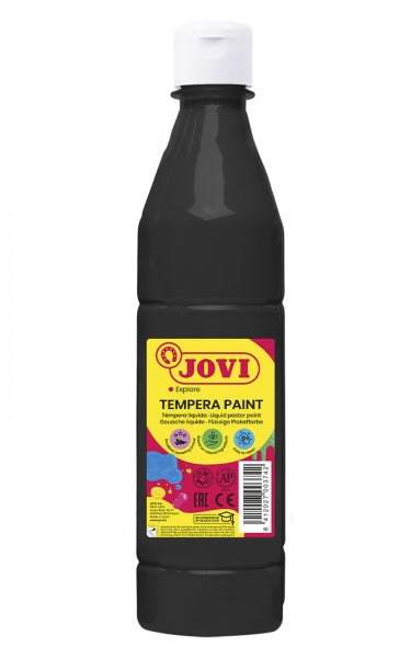 Peinture à la gouache Jovi 500 ml - À base d'eau - Prête à l'emploi - Haute couvrance - Séchage rapide - Excellente fluidité - Adhère à de nombreuses surfaces - Noire 