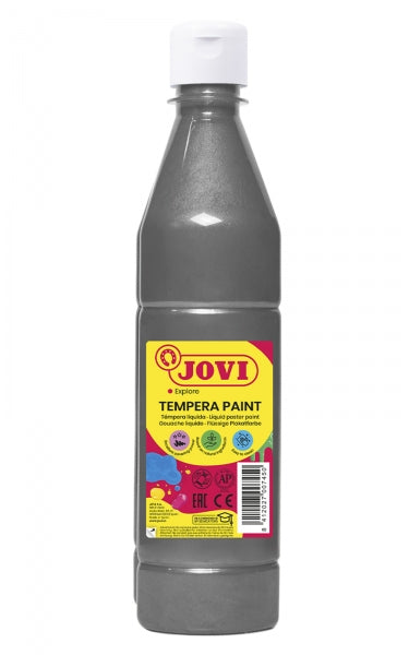 Peinture à la gouache Jovi 500 ml - À base d'eau - Prête à l'emploi - Haute couvrance - Séchage rapide - Excellente fluidité - Adhère à de nombreuses surfaces - Couleur argent 