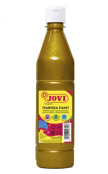 Peinture à la gouache Jovi 500 ml - À base d'eau - Prête à l'emploi - Haute couvrance - Séchage rapide - Excellente fluidité - Adhère à de nombreuses surfaces - Couleur or 