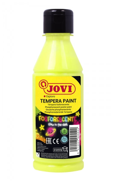 Jovi Tèmpere Pintura Tèmpere Lliqüida Fosforescent 250ml - Brilla a la Nitera - Assecament Ràpid - Excel·lent Adherència - Llesta per Utilitzar - Color Verd