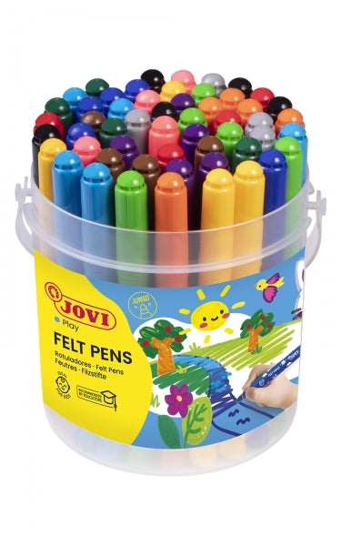 Jovi Felt Pens Pot de 48 Retoladors Jumbo - Punta de 3mm - Tinta de Gran Fixació - Tapó de Se