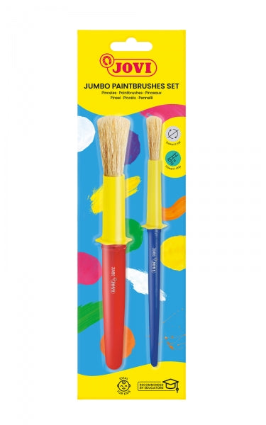 Conjunto de Pincéis Jumbo Jovi: 1 Pincel Médio + 1 Pincel Grosso - Cerdas Naturais - Cabo de Plástico