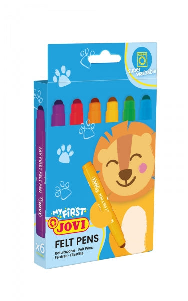 Coffret de 6 feutres Jovi My First - Encre lavable - Format idéal pour les petites mains