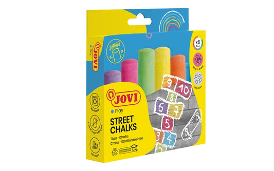 Craies de rue Jovi, lot de 6 craies géantes - Compactes - Sans poussière - Matières premières naturelles - Tr